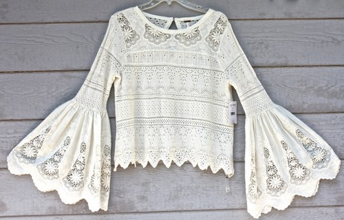 New FREE PEOPLE Sz XS Once Upon a Time Pointelle Sweater Ivory Linen Blend Top | eBay | eBay US