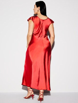 The Occasion by Old Navy Flutter-Sleeve Keyhole Satin Maxi Dress | Old Navy (US)