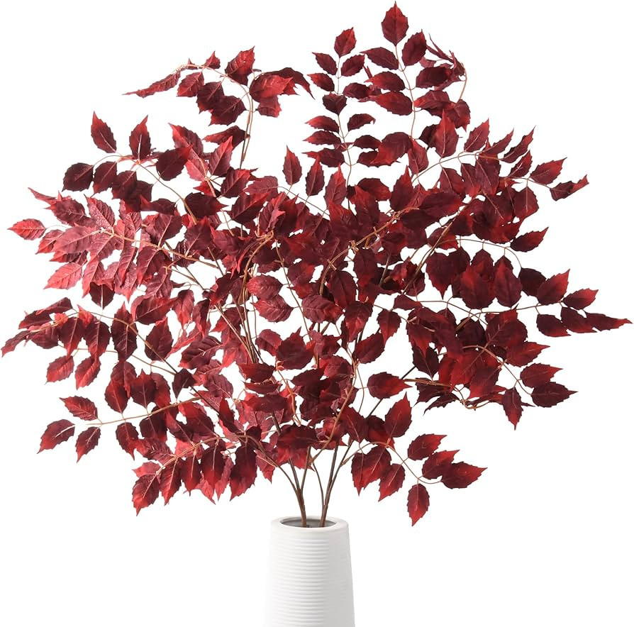 Faux Greenery Stems, Artificial Branches for Vase, Real Touch 45.28" Fake Leaves Stems for Home O... | Amazon (US)