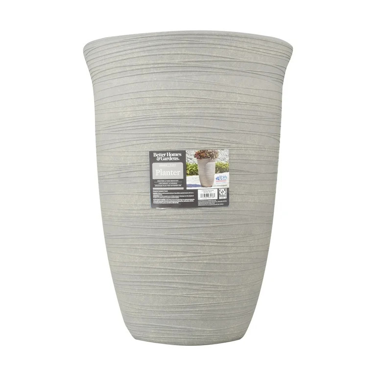 Better Homes & Gardens Terrence 15 Inch Resin Vase, Cement | Walmart (US)