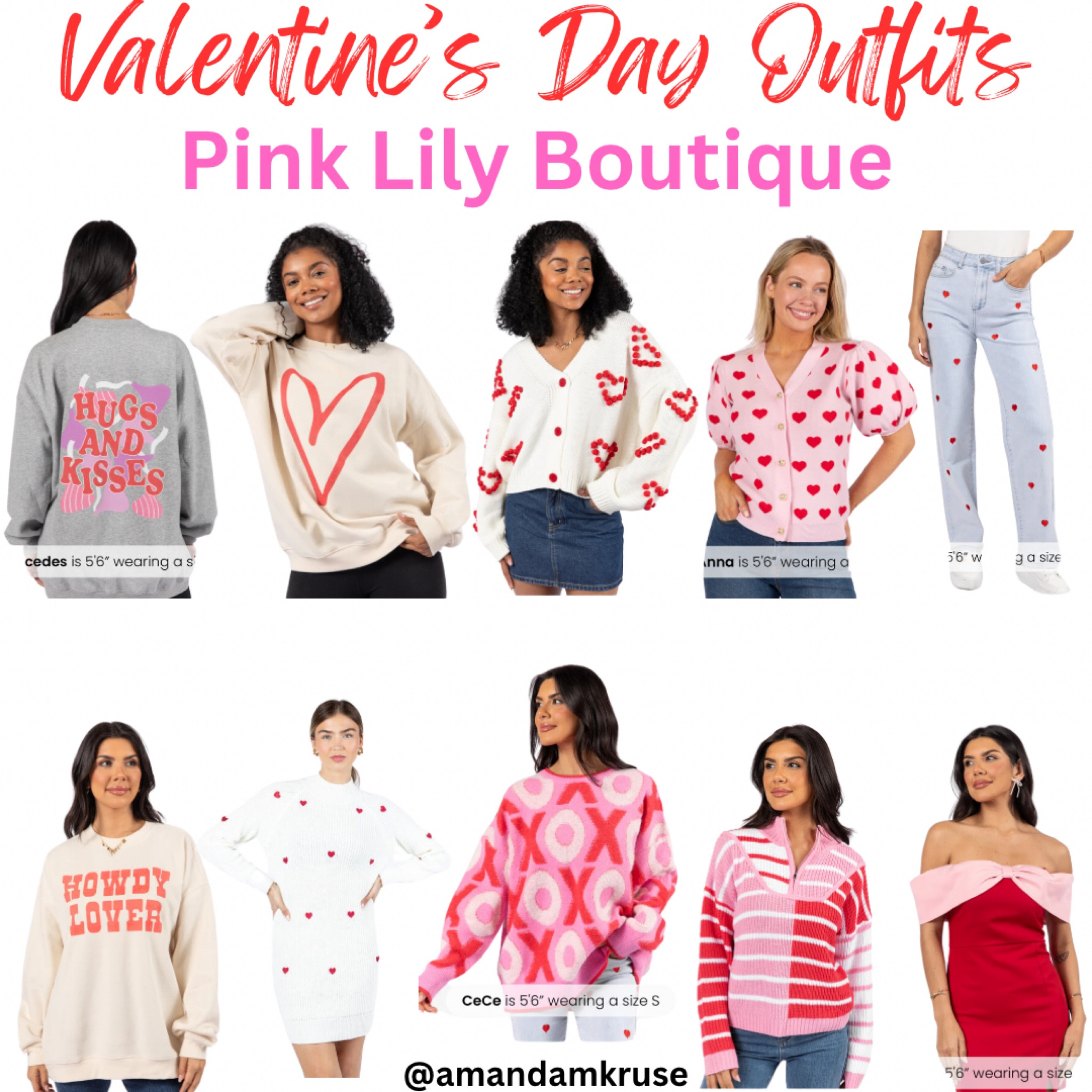 Valentine’s Day outfits

Graphic sweatshirt, heart cardigan, heart jeans, heart sweater dress, bow dress 

#LTKSeasonal #LTKFindsUnder100 #LTKStyleTip