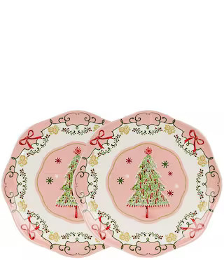 Sweet Christmas Collection Pink Tree Accent Plates, Set of 2 | Dillard's