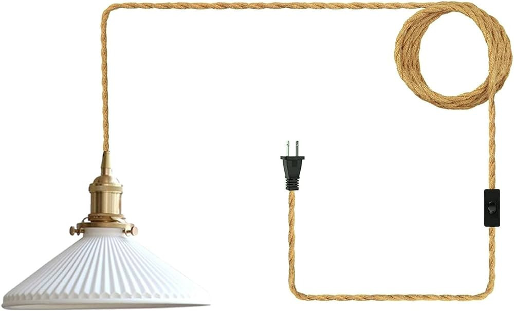E26 Modern Plug in Pendant Light Fixture, Ceramic Pendant Light with Plug in Cord, Kitchen Island... | Amazon (US)