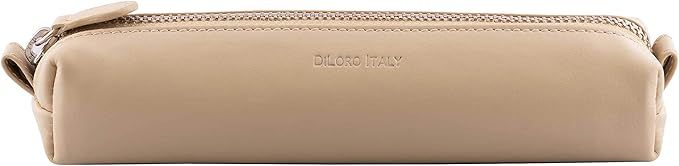 DiLoro Leather Zippered Fountain Ballpoint Rollerball Pens and Pencils Case Holder Pouch Genuine ... | Amazon (US)