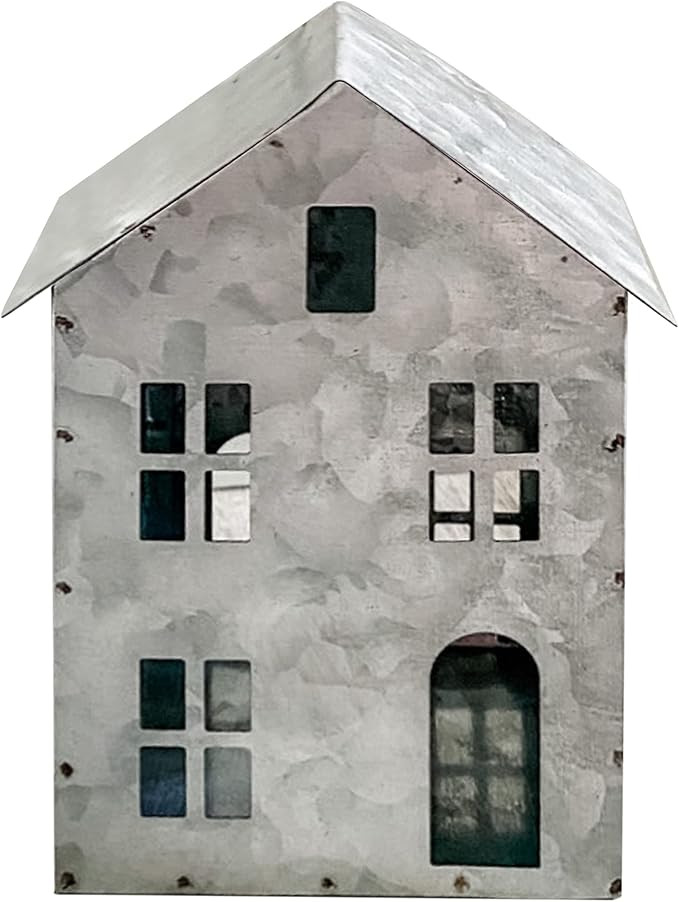 Amazon.com: Paper and Pallet Tin House Decor - 5" x 3.5" Farmhouse Vintage Style Galvanized Metal... | Amazon (US)
