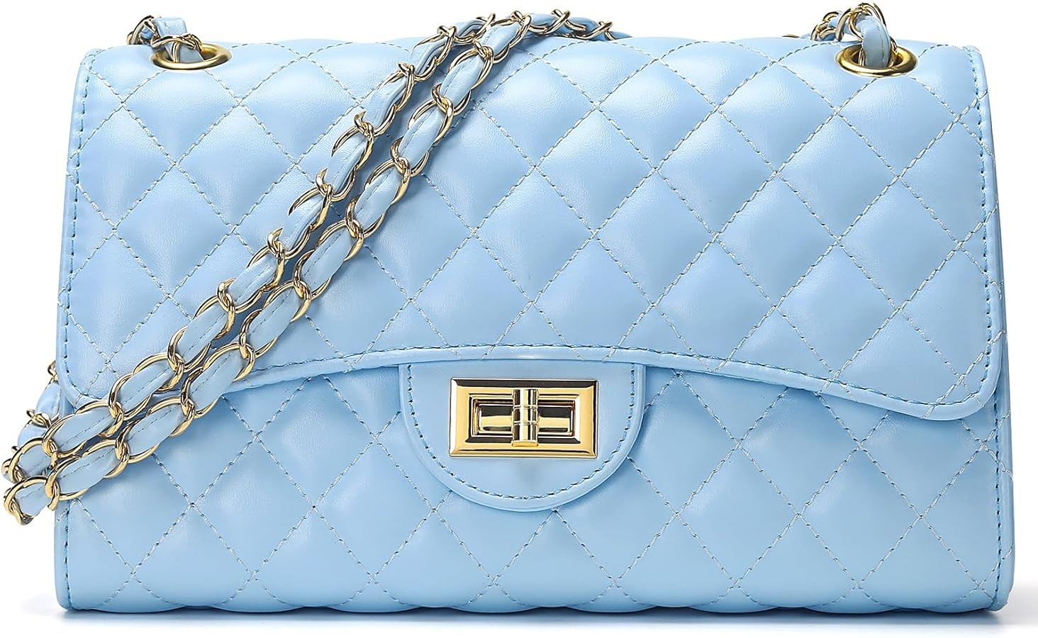 Quilted Leather Crossbody Bags for Women Trendy Ladies Shoulder Purse Satchel HandBag with Chain ... | Amazon (US)