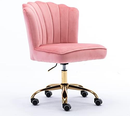 ZOBIDO Comfy Home Office Task Chair with Wheels, Cute Modern Upholstered Velvet Seashell Back Adjust | Amazon (US)