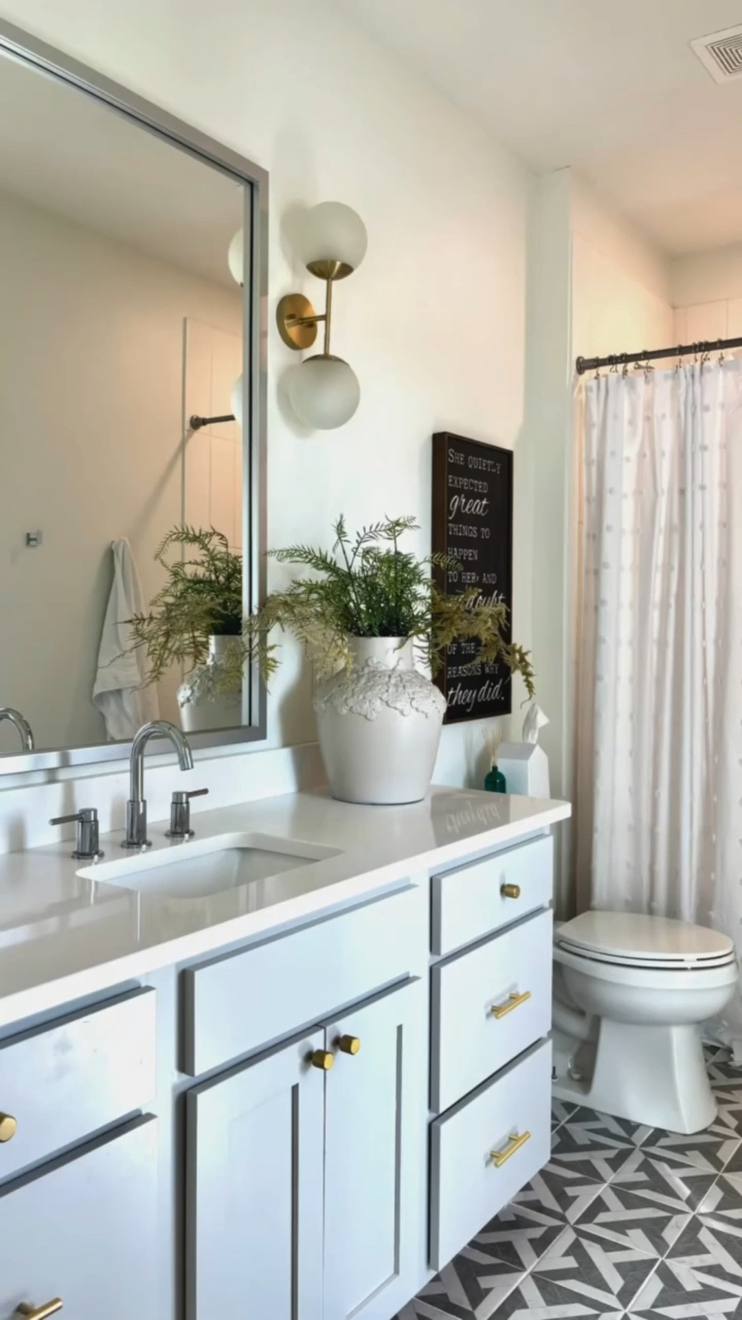 A quick diy with a huge impact!  @framemymirror is a company in the USA that does what its title suggests.  I sent the dimensions of this bathroom mirror and picked out the chrome frame.  The frame I chose is called Dawson in Brushed Chrome.  In a few days they had made and shipped the custom frame.  It was super easy to put together, with simple instructions included.  It literally took 10 minutes and now I have a beautiful framed mirror that makes this space better.  Thank you FrameMyMirror for this gift!

Comment SHOP and I will send the link of the frame I picked out.

#diy #framemymirror #bathroominspo #bathroomideas #bathroomdecor #bathtubs #buildingahome #whitehouse #neutralhome

#LTKHome