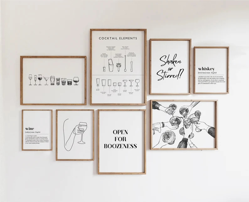 Minimal Bar Print, Cocktail Elements Print, Cocktail Wall Art, Bar Art, Bar Cart Art, Bar Cart Ac... | Etsy (US)