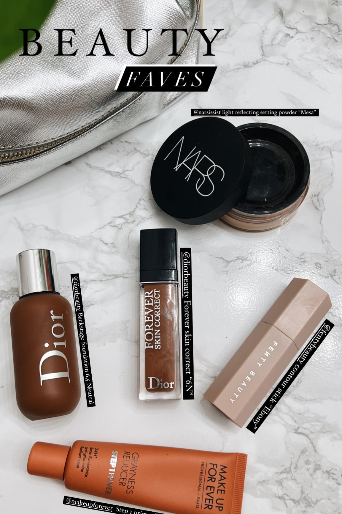 Everyday makeup routine! Here are some of my favorite makeup product I used almost everyday.  
PRODUCTS:

•Makeup Forever Color Correcting Step 1 Primers warm caramel 
•NARS Light Reflecting Loose Setting Powder mesa 
•Fenty Beauty by Rihanna Match Stix Contour Stick ebony 
•Dior Forever Skin Correct Concealer - shade 6 Neutral
•Dark Skin DIOR Backstage Face & Body Foundation 6.5 neutral

#darkskinfoundation #darkskinmakeup #darkskinsettingpowder #darkskibmakeup #blackwomenmakeup 