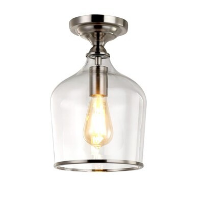 allen + roth Kinston 1-Light 8-in Chrome Semi-flush Mount Light Lowes.com | Lowe's