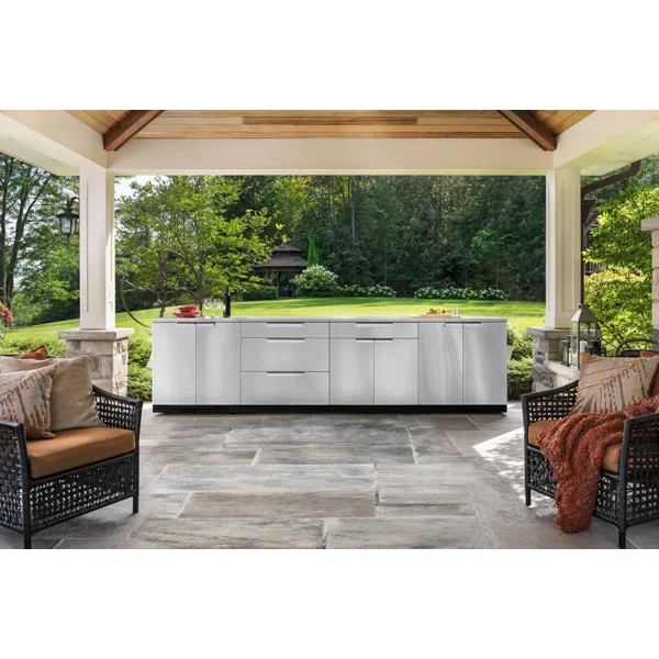 Outdoor Kitchen Stainless Steel 5-Piece Modular Cabinet Set | Wayfair North America