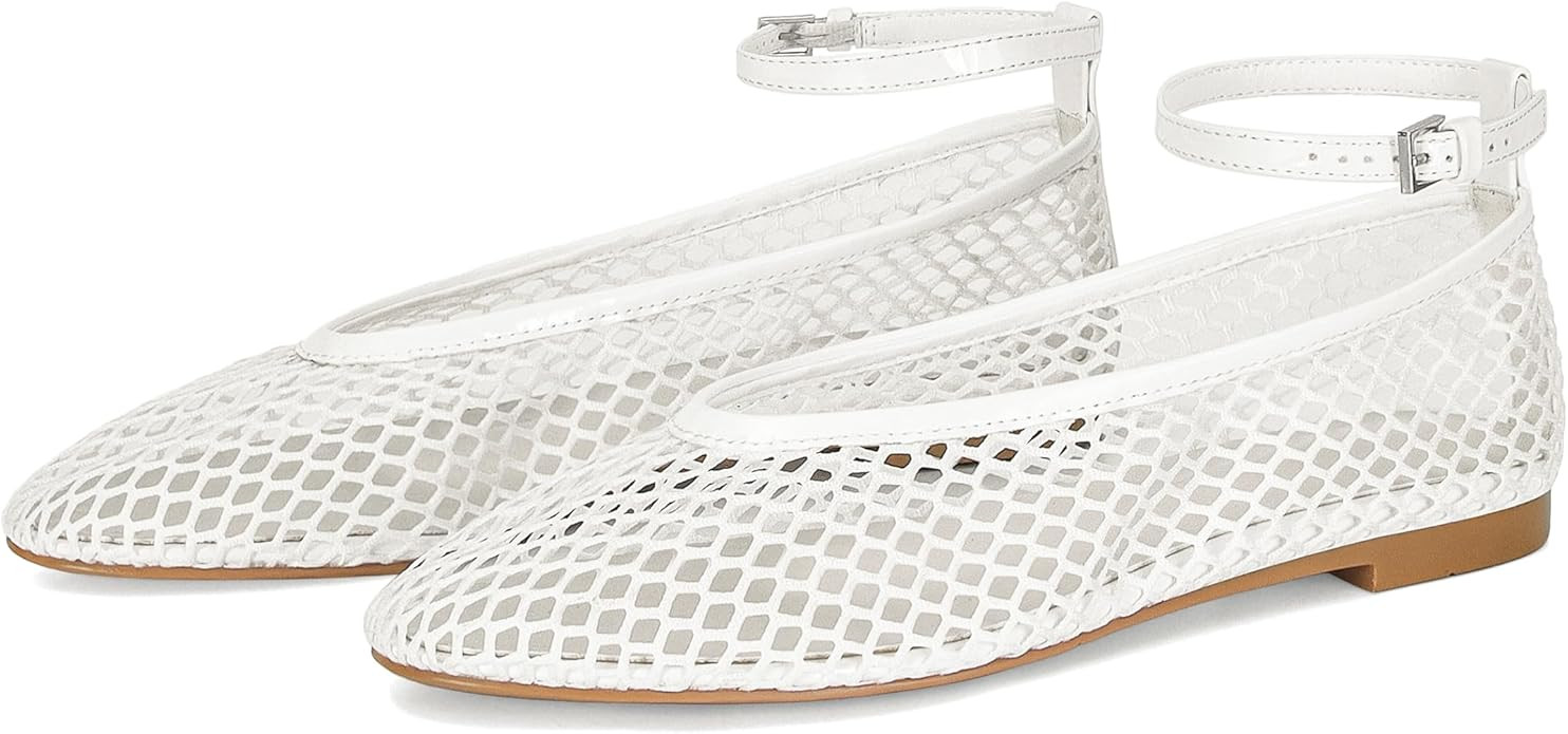 Mesh Ballet Flats for Women Round Toe Buckle Strap Fishnet Mary Jane Flats Comfy Casual Office Wo... | Amazon (US)