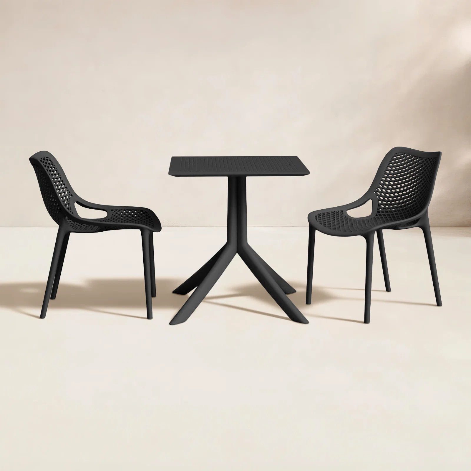 Asherton 2-Person Patio Bistro Set with Stackable Chairs and Foldable Table | Wayfair North America