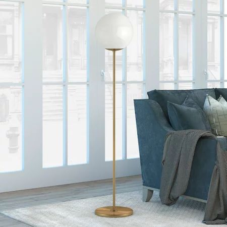 Theia Glam Globe Style Floor Lamp in White with Golden Brass Finish | Walmart (US)