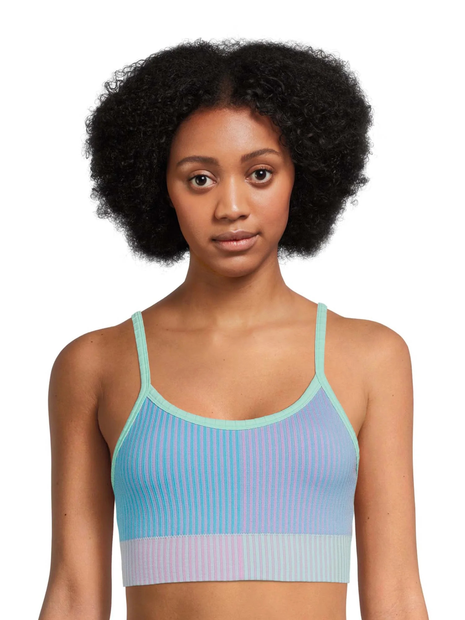 No Boundaries Juniors' Seamless Color Block Ribbed Brami, Sizes to 3XL | Walmart (US)