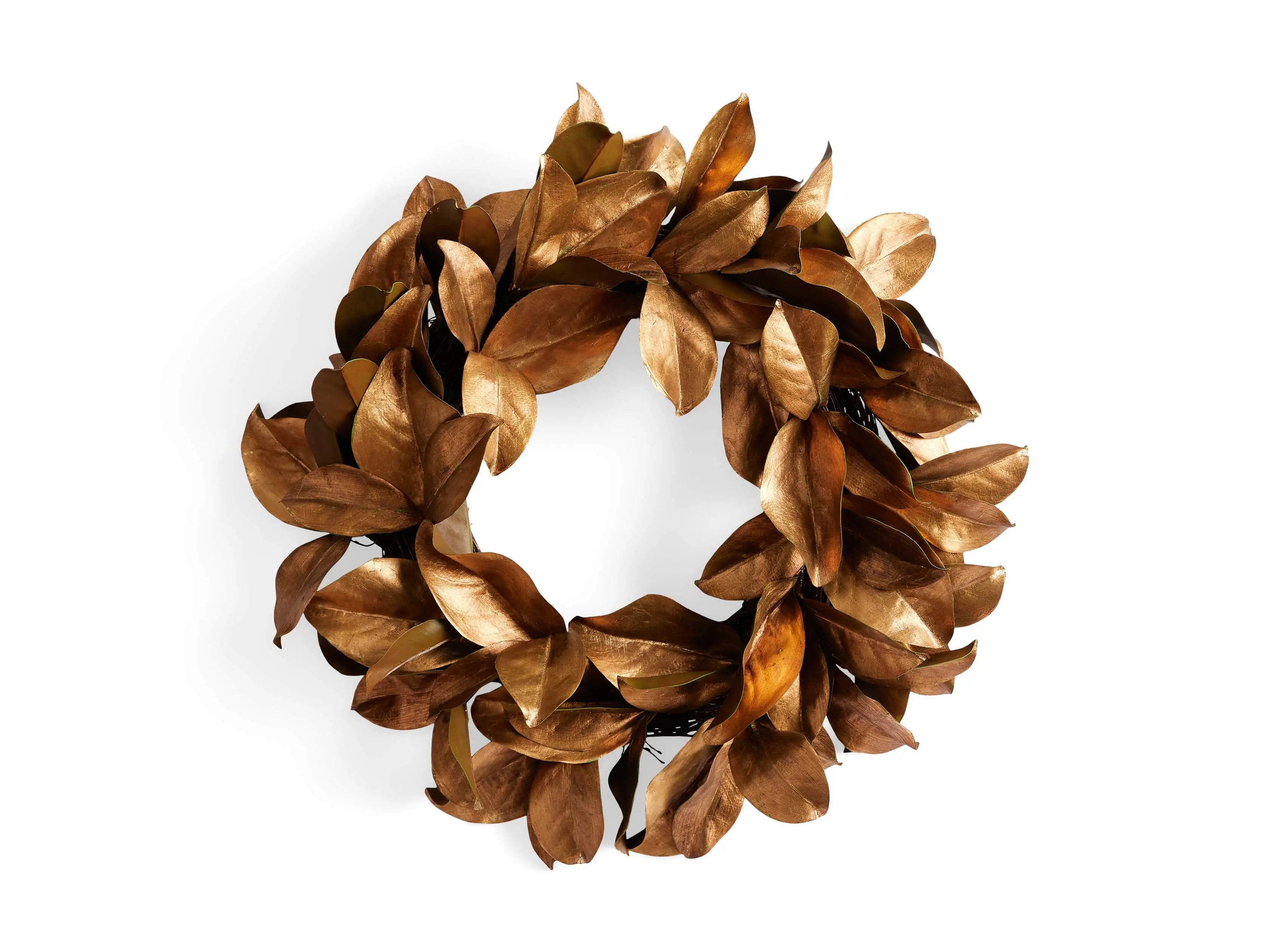 Faux Magnolia Gold Leaf Wreath 24" | Arhaus