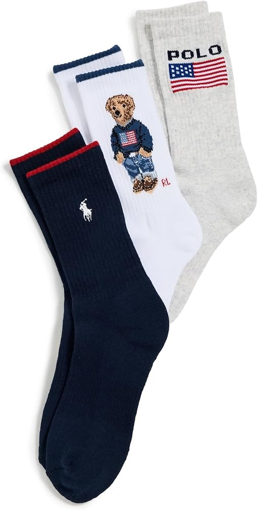 POLO RALPH LAUREN Women's Flag Bear Socks 3 Pack | Amazon (US)