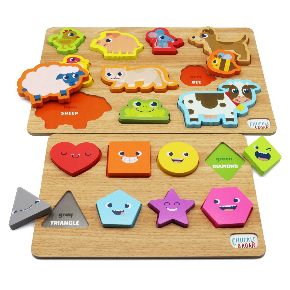 Chuckle & Roar Shapes & Animals Learning Kids Puzzles 2pk | Target