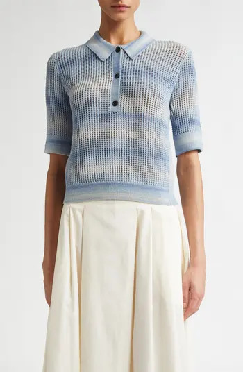 Maria McManus Space Dye Stripe Mesh Crop Polo | Nordstrom | Nordstrom