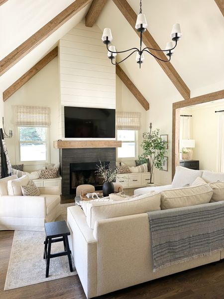 Living room, family room, neutral home, target home, amazon home, pottery barn, throw, sectional, faux tree, black chandelier, ottomans, boutique rugs 

#LTKhome #LTKstyletip #LTKsalealert