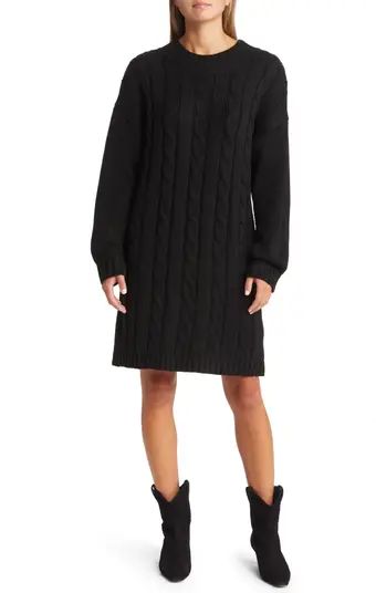 Lost + Wander Staycation Long Sleeve Cable Sweater Minidress | Nordstrom | Nordstrom