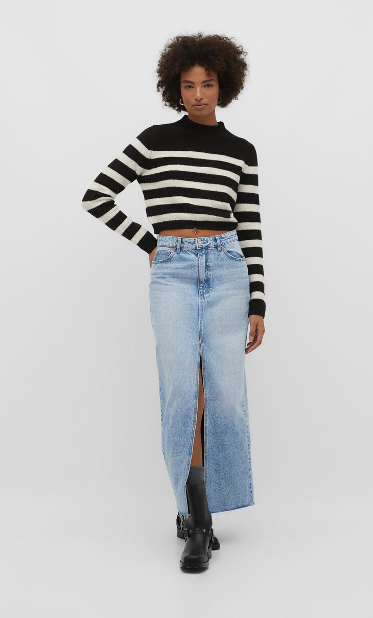 Jupe maxi en jean style vintage - Mode femme | Stradivarius France | Stradivarius (FR)