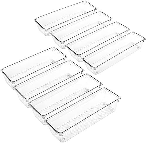 LotFancy 8 Pcs Clear Plastic Drawer Organizers, 9''×3''×2'' Storage Tray for U… | Amazon (US)