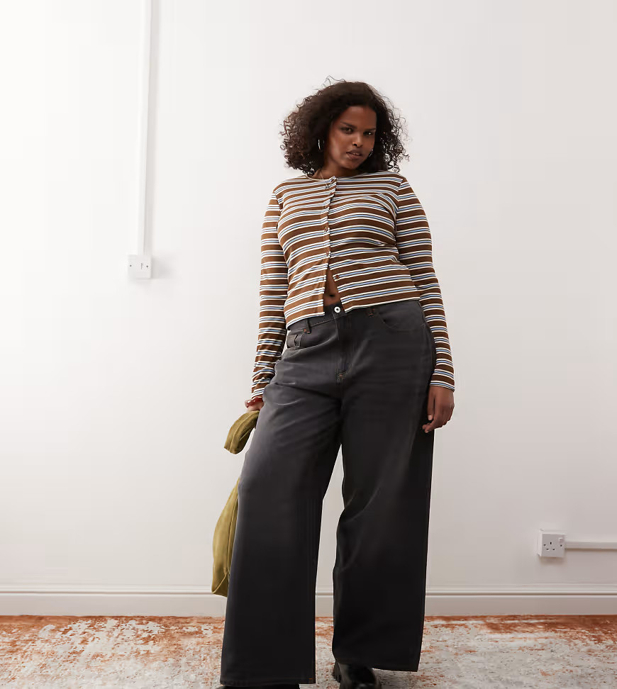 COLLUSION Plus wide leg jeans in dark wash-Black | ASOS (Global)