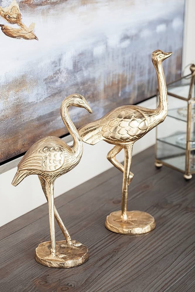 Deco 79 Set of 2 Gold Aluminum Country Bird Sculpture 12, 14 Inches | Amazon (US)