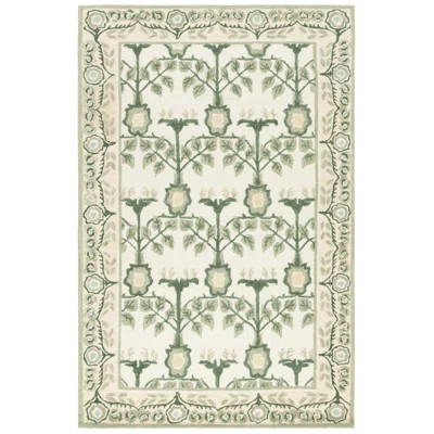 Earthly Treasures 215 Hand Tufted Wool/Cotton/Viscose Floral Rug in Ivory/Sage | Wayfair North America