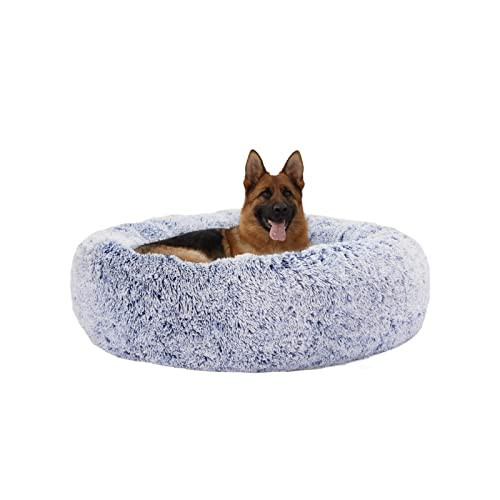 Bedfolks Calming Donut Dog Bed - 45 Inch Round Plush Dog Bed, Anti-Anxiety, Washable & Non-Slip (Navy Blue, Extra Large) | Amazon (US)