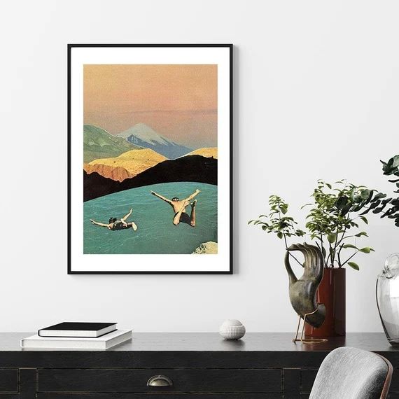 Vintage Print  Retro Style  Swimmers Framed Print  70s Wall | Etsy | Etsy (US)