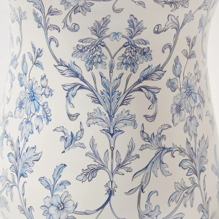 My Texas House 8" White/Blue Floral Scallop Trim Ceramic Vase | Walmart (US)