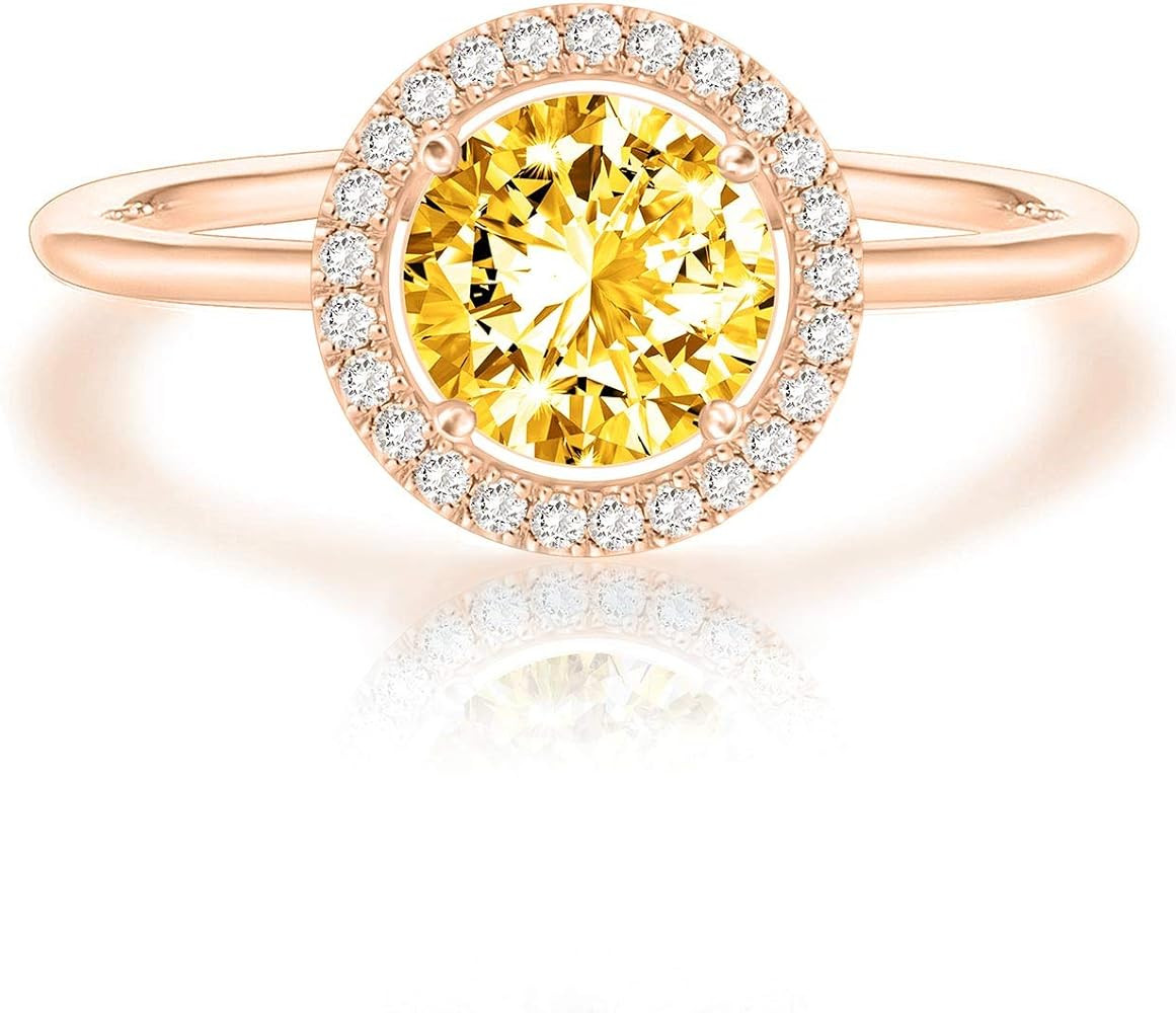 PAVOI 14K Gold Plated Crystal Birthstone Rings | Rings For Women | Amazon (US)
