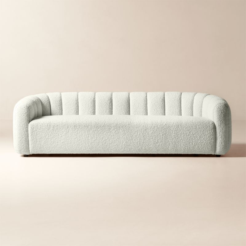 Fitz 97.5" Channeled White Boucle Sofa + Reviews | CB2 | CB2