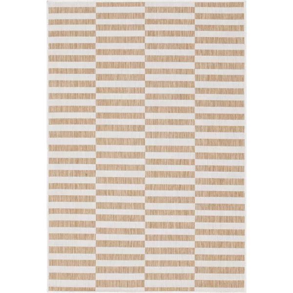 Robinson Striped Light Brown/Ivory Indoor / Outdoor Area Rug | Wayfair North America