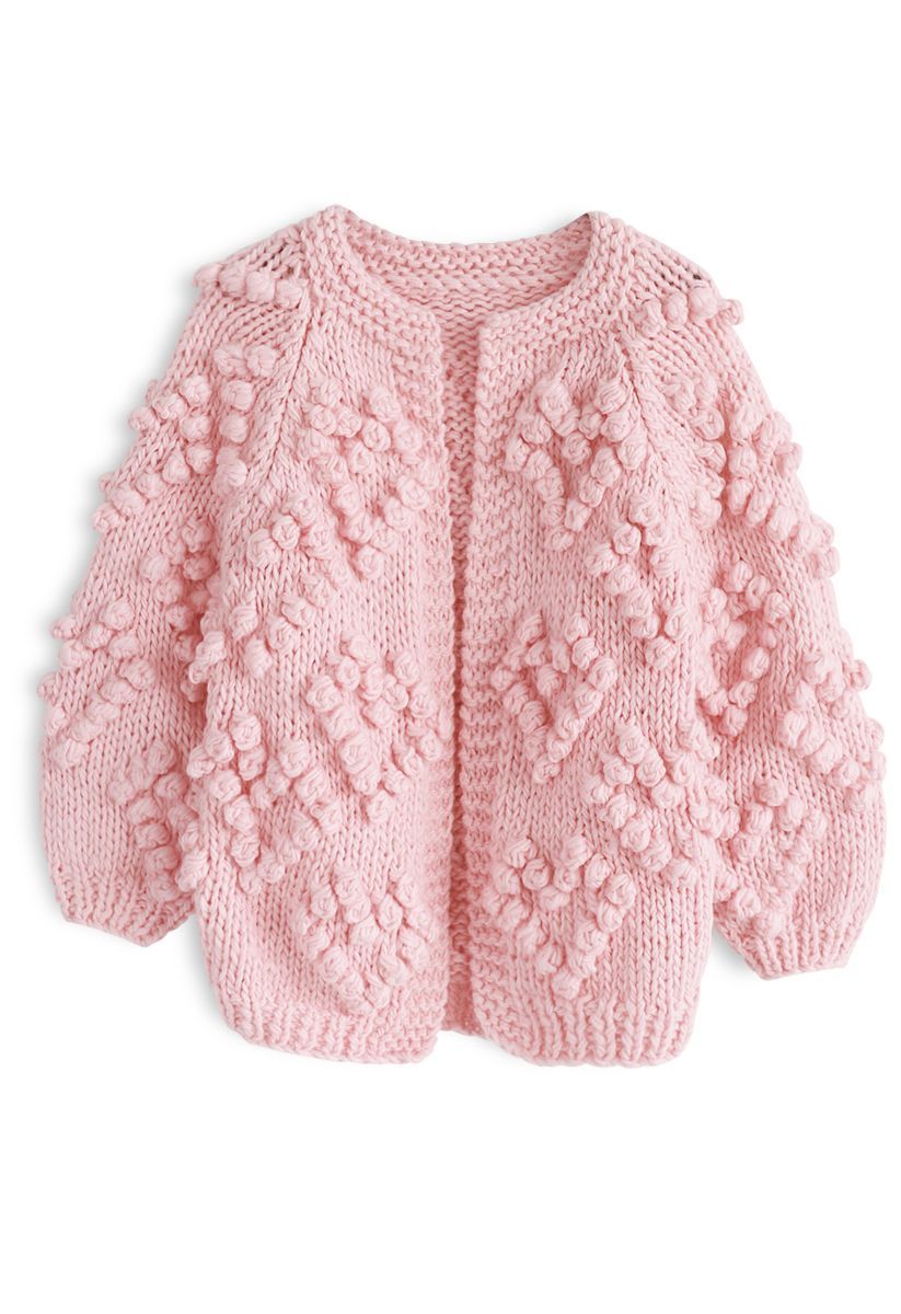 Knit Your Love Cardigan in Pink For Kids | Chicwish