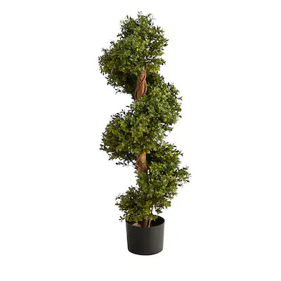 Nearly Natural 33-in Green Indoor/Outdoor Floor Boxwood Artificial tree | Lowe's