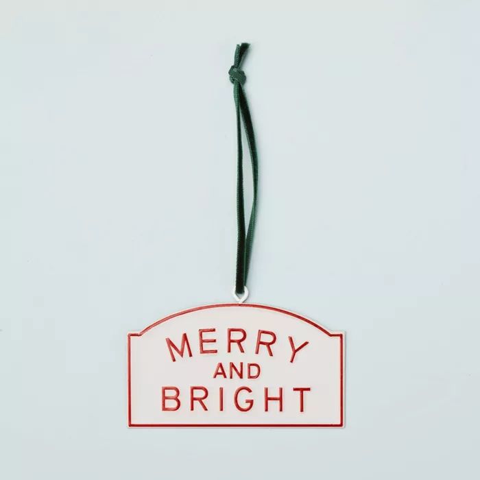 Mini &#39;Merry And Bright&#39; Sign Ornament Red/Cream - Hearth &#38; Hand&#8482; with Magnolia | Target