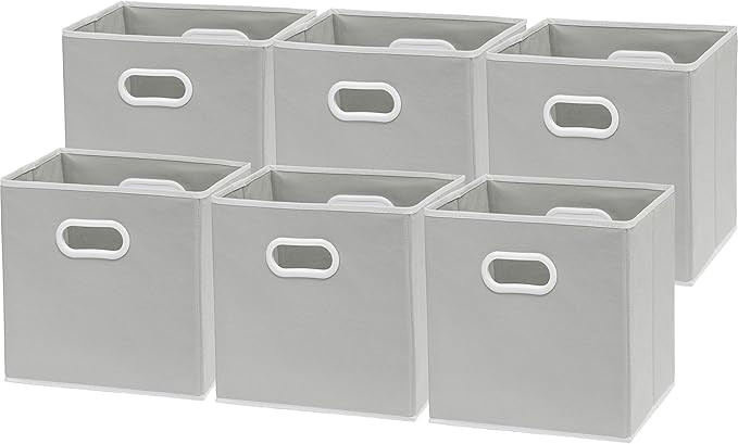 6 Pack - SimpleHouseware Foldable Cube Storage Bin with Handle, Grey | Amazon (US)