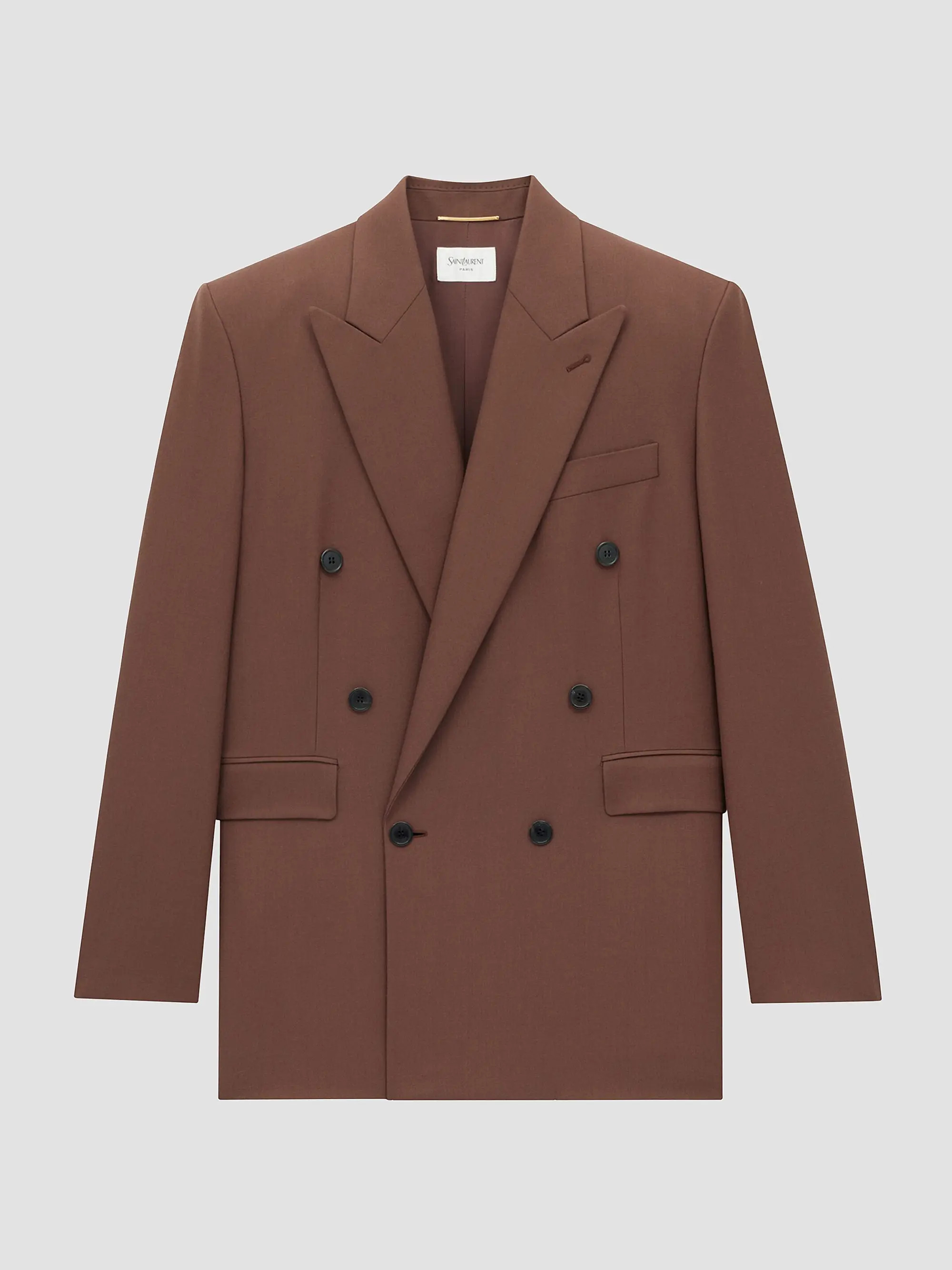Saint Laurent Double-Breasted Jacket in Wool Gabardine | Saks Fifth Avenue | Saks Fifth Avenue