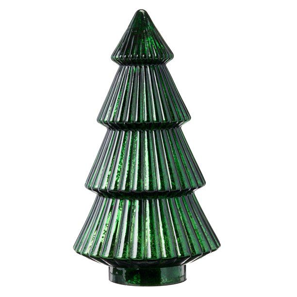 Holiday Time Glass Tree Tabletop Decoration, Green, 11.8" | Walmart (US)