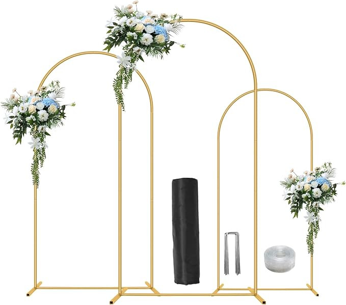 Metal Arch Backdrop Stand Set of 3(6 ft, 5 ft, 4 ft) Party Arch Stands for Valentines Day, Weddin... | Amazon (US)