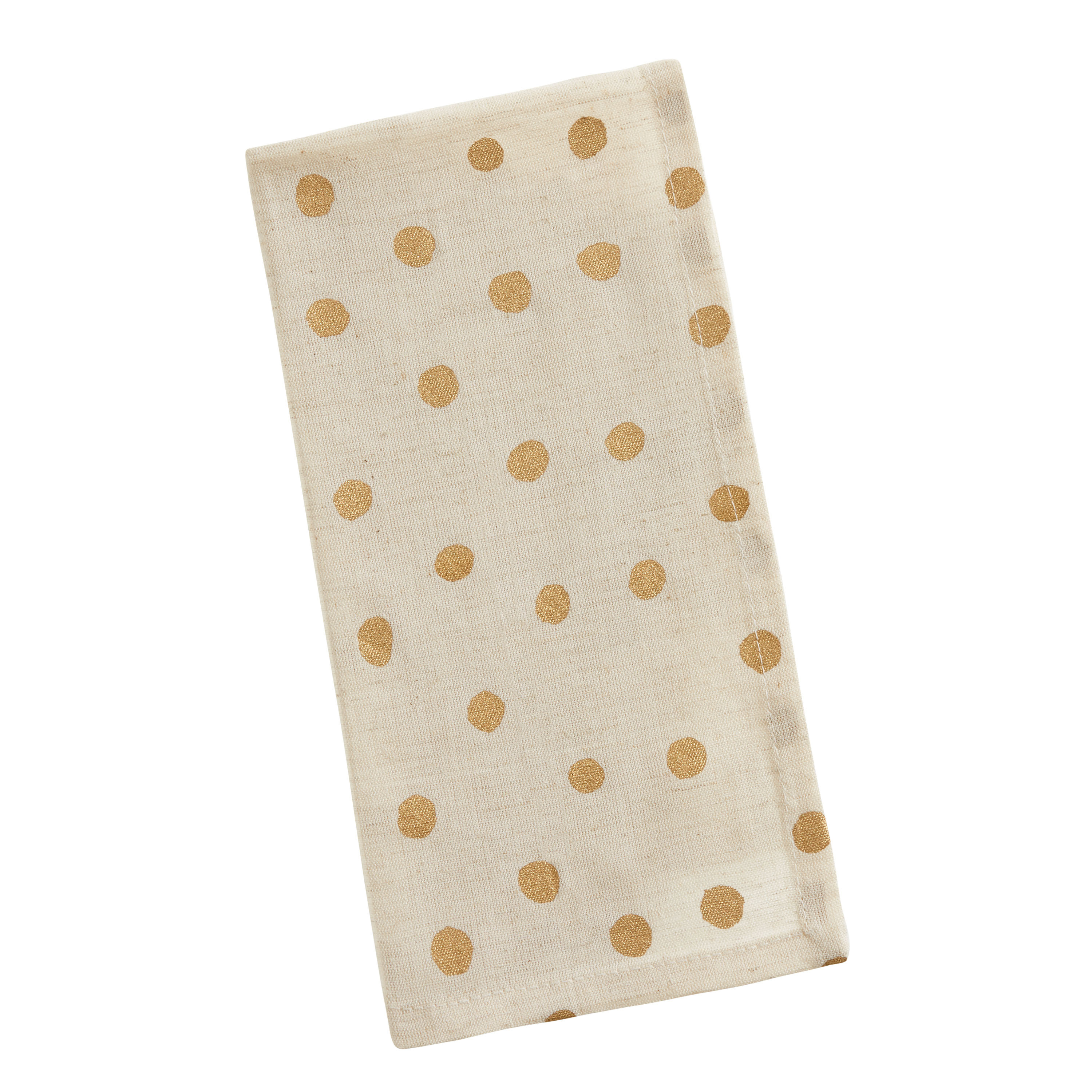 Cream and Gold Cotton Organic Dot Napkin | World Market