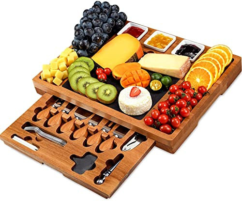 ABELL Charcuterie Cheese Board and Knife Set Acacia Charcuttery Platter and Serving Tray for Christmas HousewarmingThanksgiving Wedding Birthday | Amazon (US)