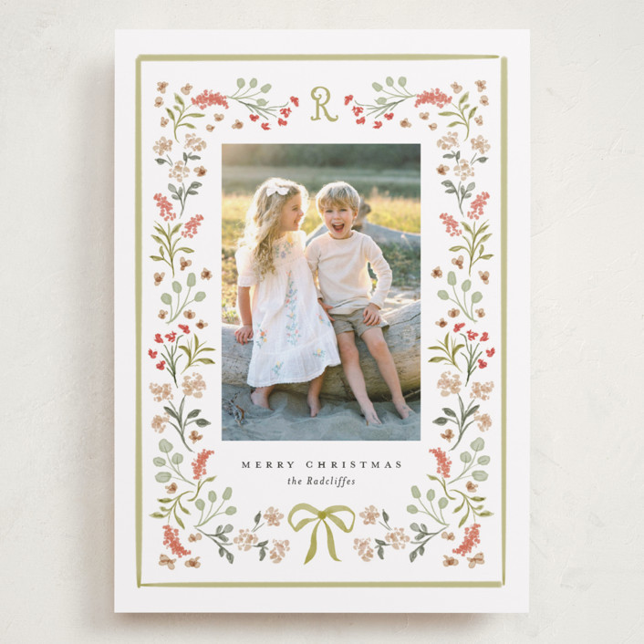 "Lafayette" - Customizable Grand Holiday Cards in Green by Melanie Kosuge. | Minted