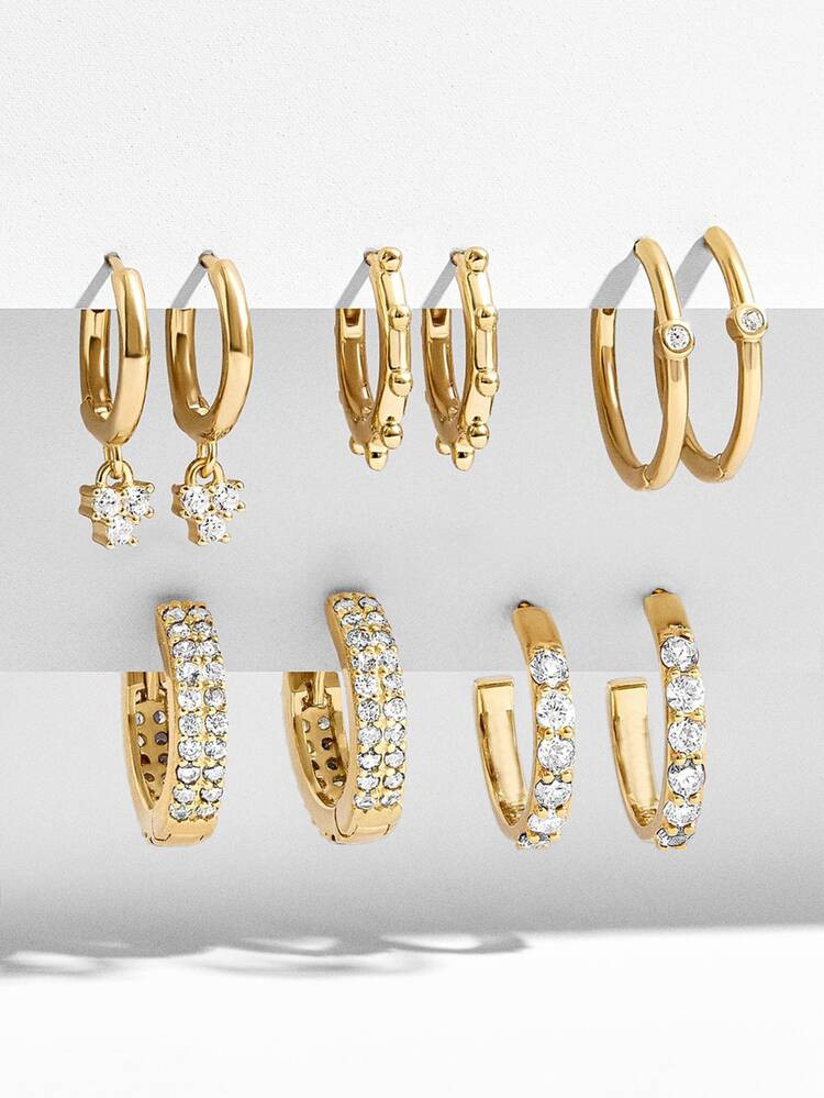 5pairs Rhinestone Decor Hoop Earrings | SHEIN
