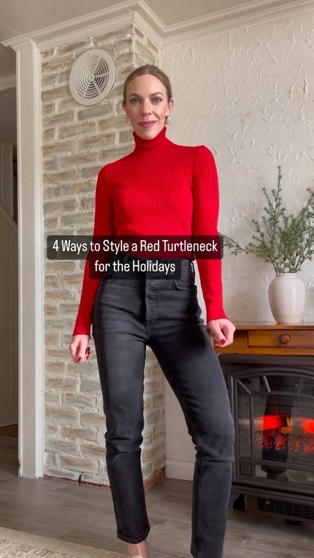 4 ways to style a red turtleneck for the holidays, holiday outfits, festive style 

#LTKSeasonal #LTKHoliday #LTKstyletip