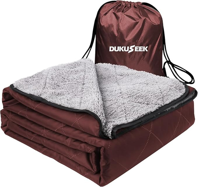 DUKUSEEK Outdoors Waterproof Throw Blanket with Hood, 79”x 59” Sherpa Fleece Stadium Windproo... | Amazon (US)